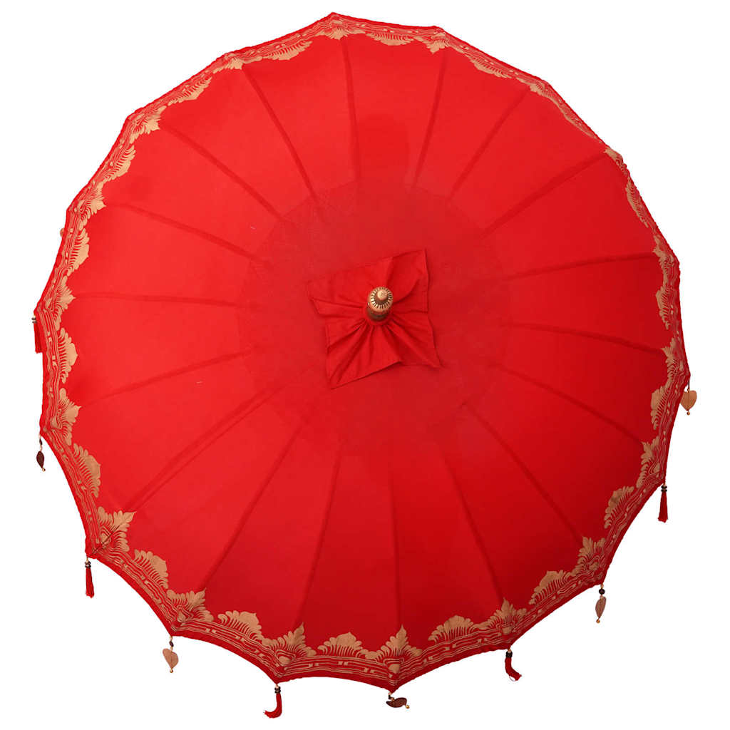 vidaXL Parasol Balinez Roșu (210-220) x 260 cm Bumbac și lemn masiv vidaXL Parasol Balinez Roșu (210-220) x 260 cm Bumbac și lemn masiv
