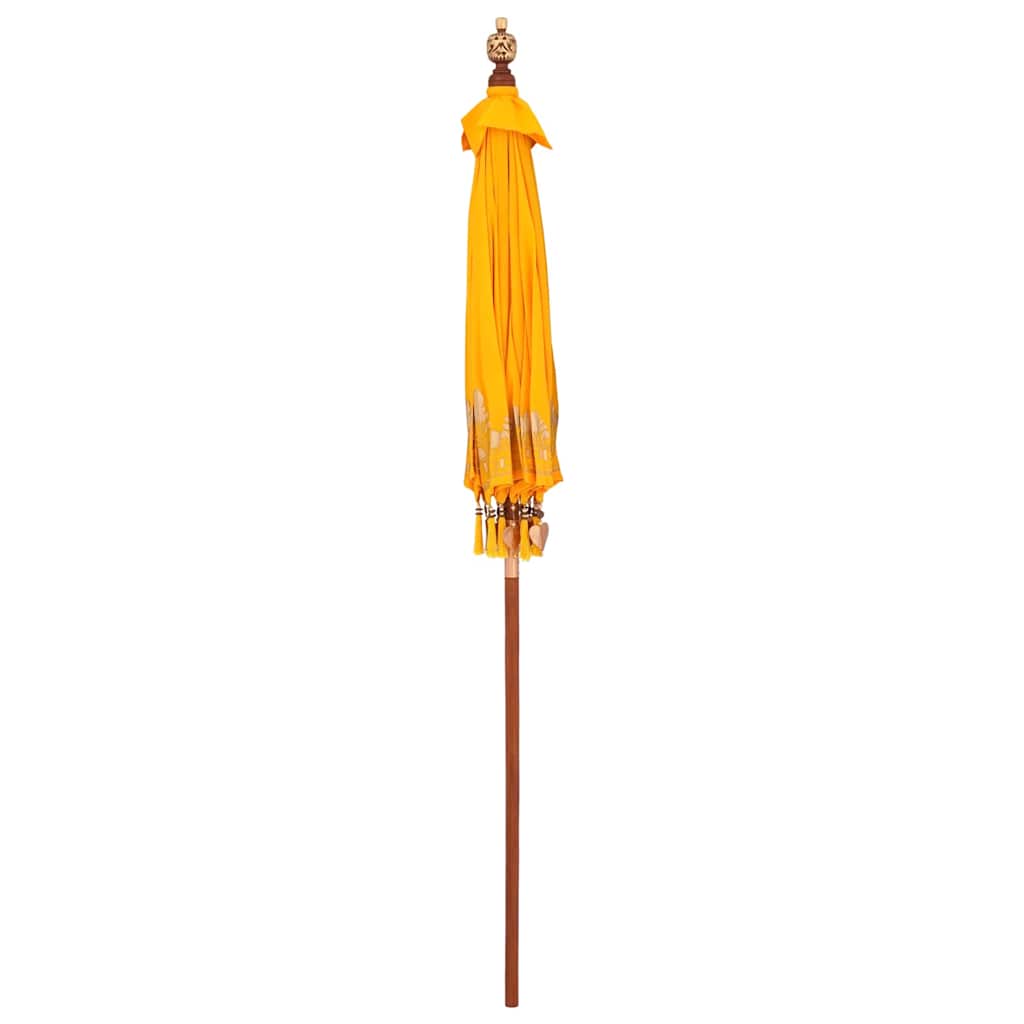 vidaXL Parasol Balinez Galben (180-190) x 260 cm Bumbac și lemn masiv vidaXL Parasol Balinez Galben (180-190) x 260 cm Bumbac și lemn masiv