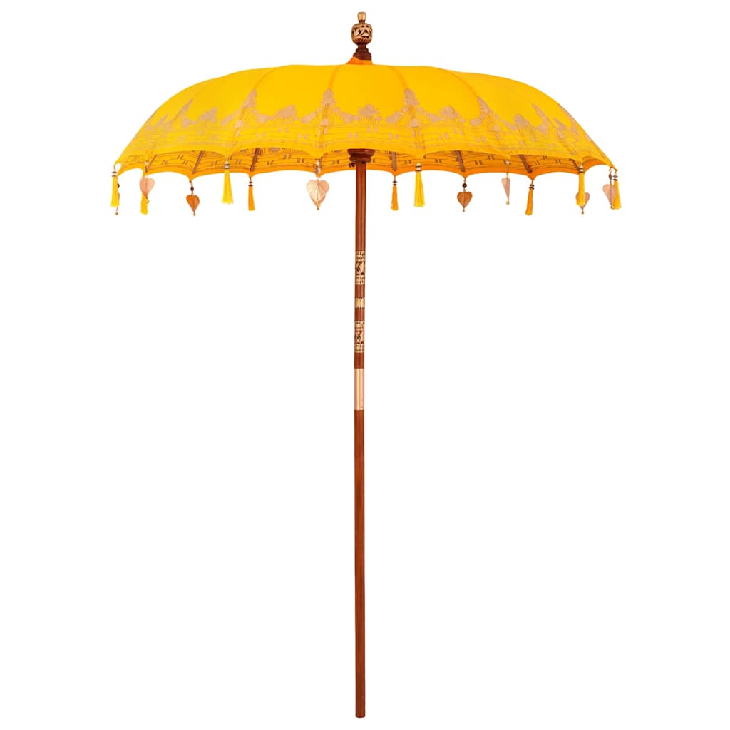 vidaXL Parasol Balinez Galben (180-190) x 260 cm Bumbac și lemn masiv vidaXL Parasol Balinez Galben (180-190) x 260 cm Bumbac și lemn masiv
