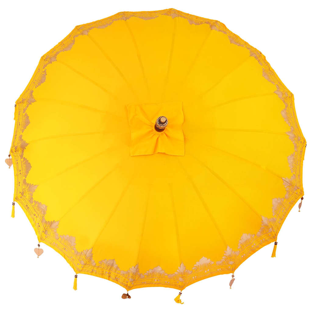 vidaXL Parasol Balinez Galben (210-220) x 260 cm Bumbac și lemn masiv vidaXL Parasol Balinez Galben (210-220) x 260 cm Bumbac și lemn masiv