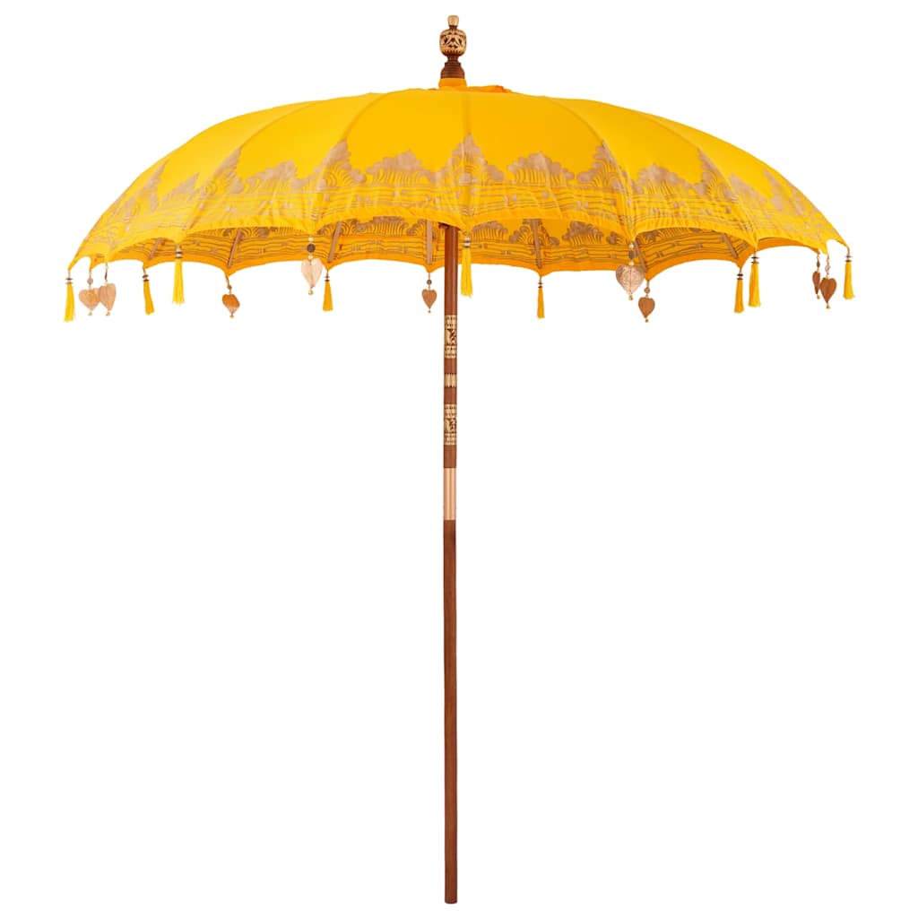 vidaXL Parasol Balinez Galben (210-220) x 260 cm Bumbac și lemn masiv vidaXL Parasol Balinez Galben (210-220) x 260 cm Bumbac și lemn masiv