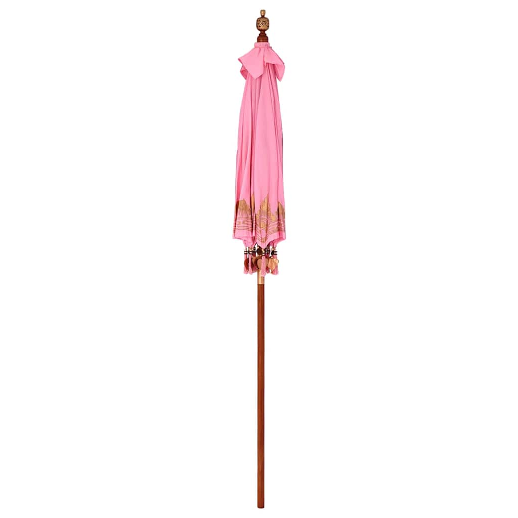 vidaXL Parasol Balinez Roz (180-190) x 260 cm Bumbac și lemn masiv vidaXL Parasol Balinez Roz (180-190) x 260 cm Bumbac și lemn masiv