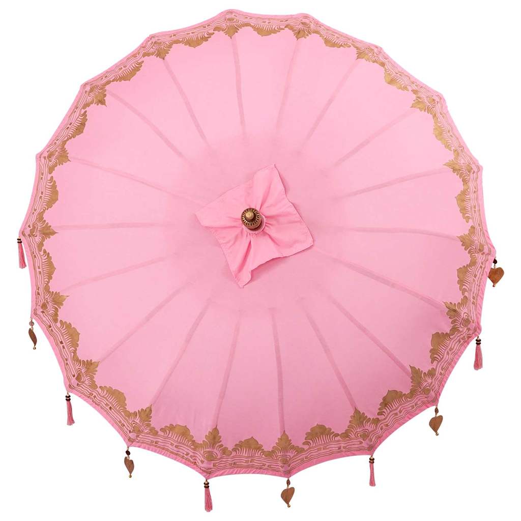 vidaXL Parasol Balinez Roz (180-190) x 260 cm Bumbac și lemn masiv vidaXL Parasol Balinez Roz (180-190) x 260 cm Bumbac și lemn masiv