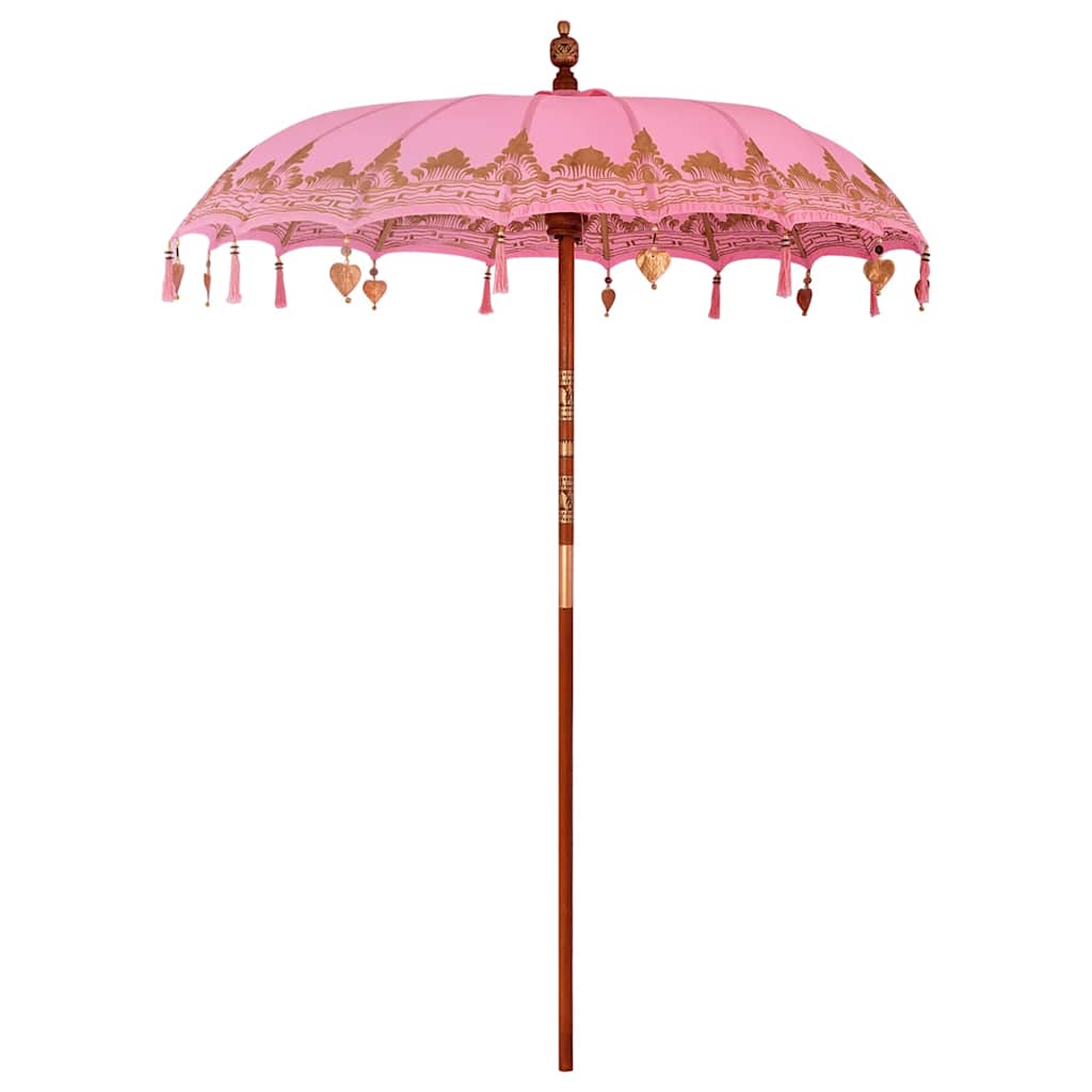 vidaXL Parasol Balinez Roz (180-190) x 260 cm Bumbac și lemn masiv vidaXL Parasol Balinez Roz (180-190) x 260 cm Bumbac și lemn masiv