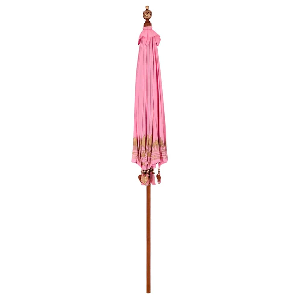 vidaXL Parasol Balinez Roz (210-220) x 260 cm Bumbac și lemn masiv vidaXL Parasol Balinez Roz (210-220) x 260 cm Bumbac și lemn masiv
