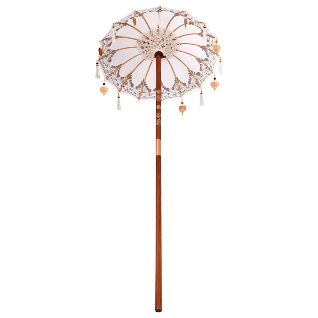 vidaXL Parasol Balinez Crem (90-100) x 260 cm Bumbac și lemn masiv vidaXL Parasol Balinez Crem (90-100) x 260 cm Bumbac și lemn masiv