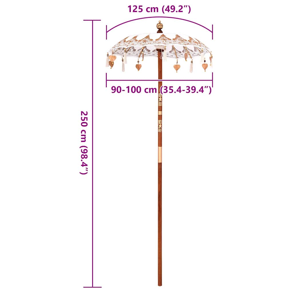 vidaXL Parasol Balinez Crem (90-100) x 260 cm Bumbac și lemn masiv vidaXL Parasol Balinez Crem (90-100) x 260 cm Bumbac și lemn masiv