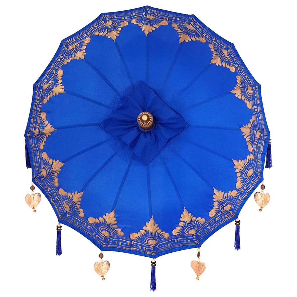 vidaXL Parasol Balinez albastru (90-100) x 260 cm Bumbac și lemn masiv vidaXL Parasol Balinez albastru (90-100) x 260 cm Bumbac și lemn masiv