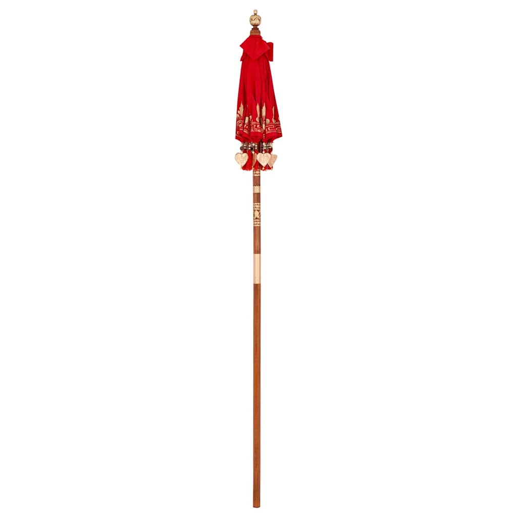 vidaXL Parasol Balinez Roșu (90-100) x 260 cm Bumbac și lemn masiv
