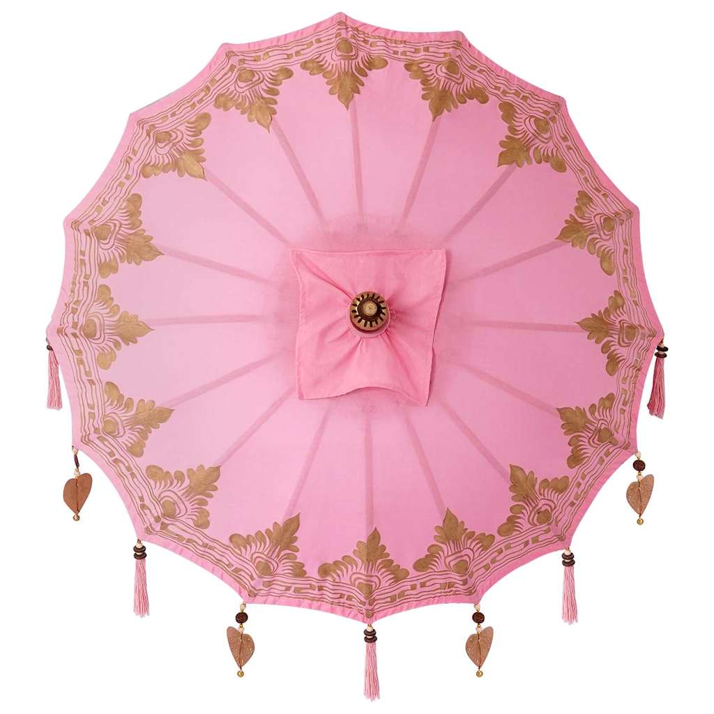 vidaXL Parasol Balinez Roz (90-100) x 260 cm Bumbac și lemn masiv vidaXL Parasol Balinez Roz (90-100) x 260 cm Bumbac și lemn masiv