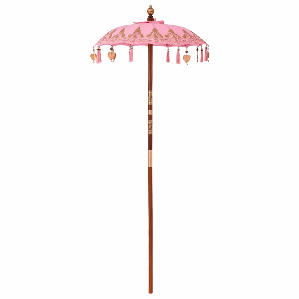 vidaXL Parasol Balinez Roz (90-100) x 260 cm Bumbac și lemn masiv vidaXL Parasol Balinez Roz (90-100) x 260 cm Bumbac și lemn masiv