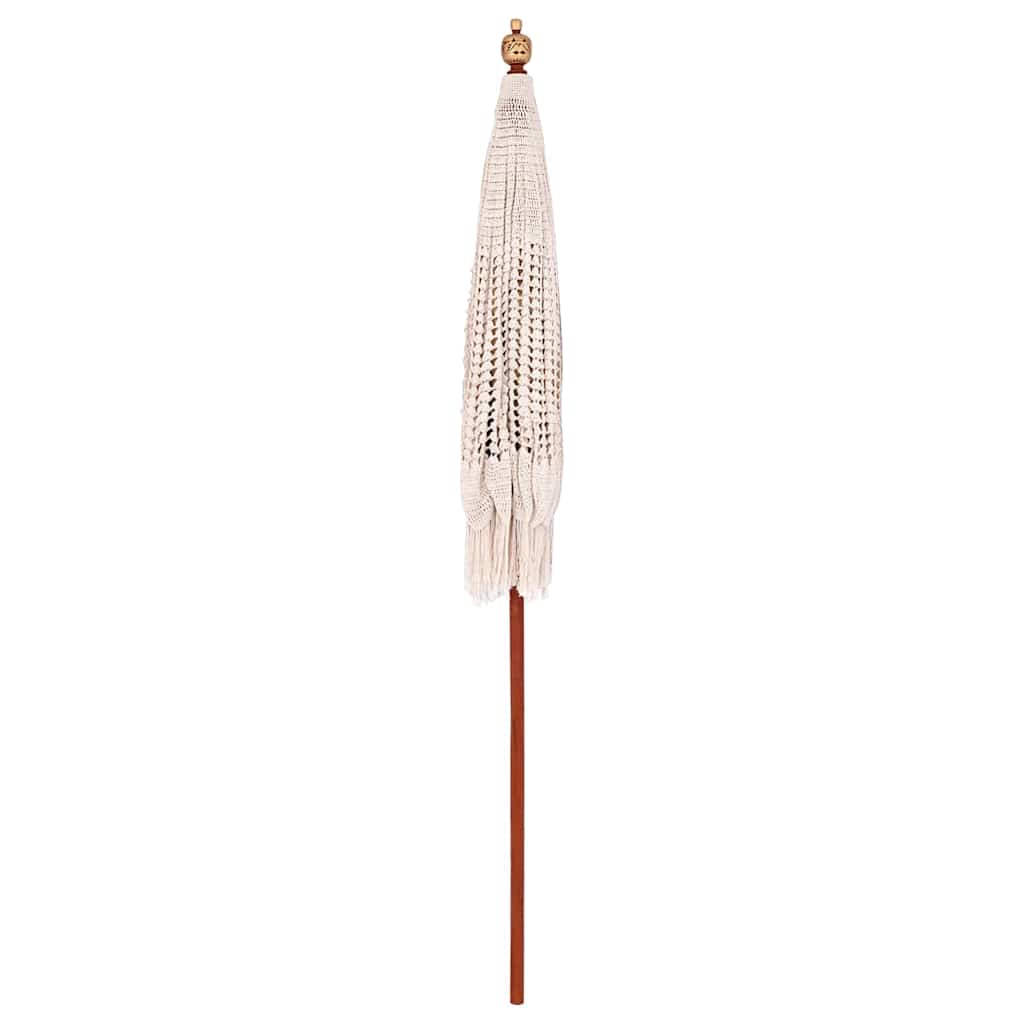 vidaXL Umbrelă de soare Crem (185-195) x 250 cm Bumbac și lemn masiv