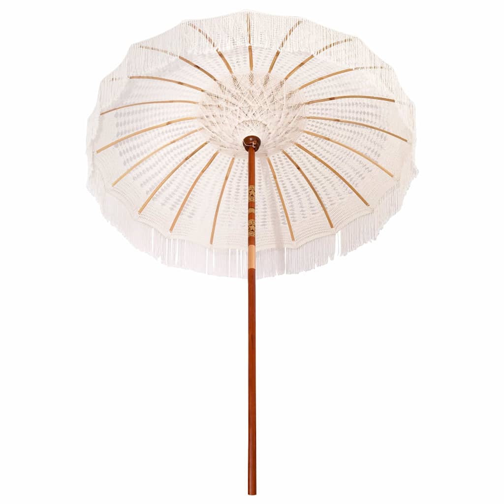 vidaXL Umbrelă de soare Crem (185-195) x 250 cm Bumbac și lemn masiv