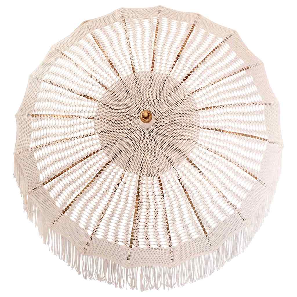 vidaXL Umbrelă de soare Crem (185-195) x 250 cm Bumbac și lemn masiv