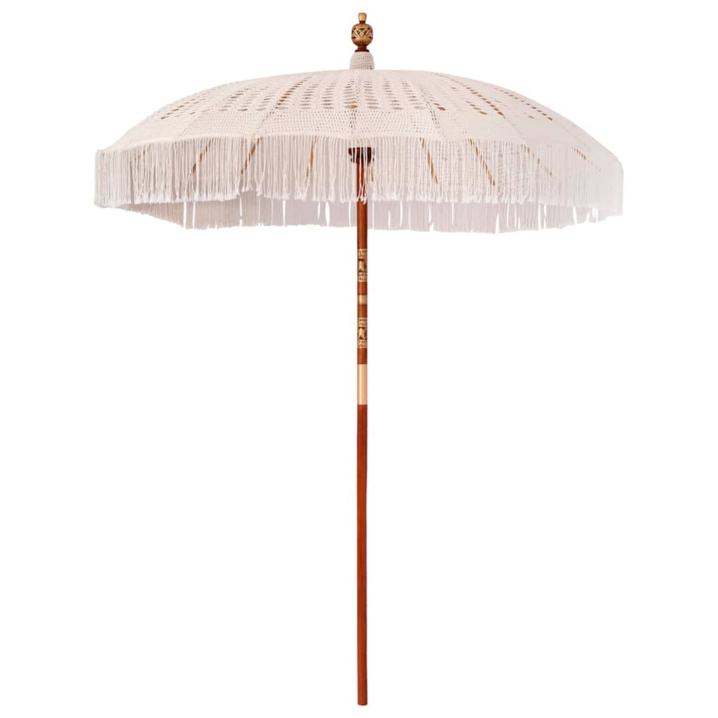 vidaXL Umbrelă de soare Crem (185-195) x 250 cm Bumbac și lemn masiv