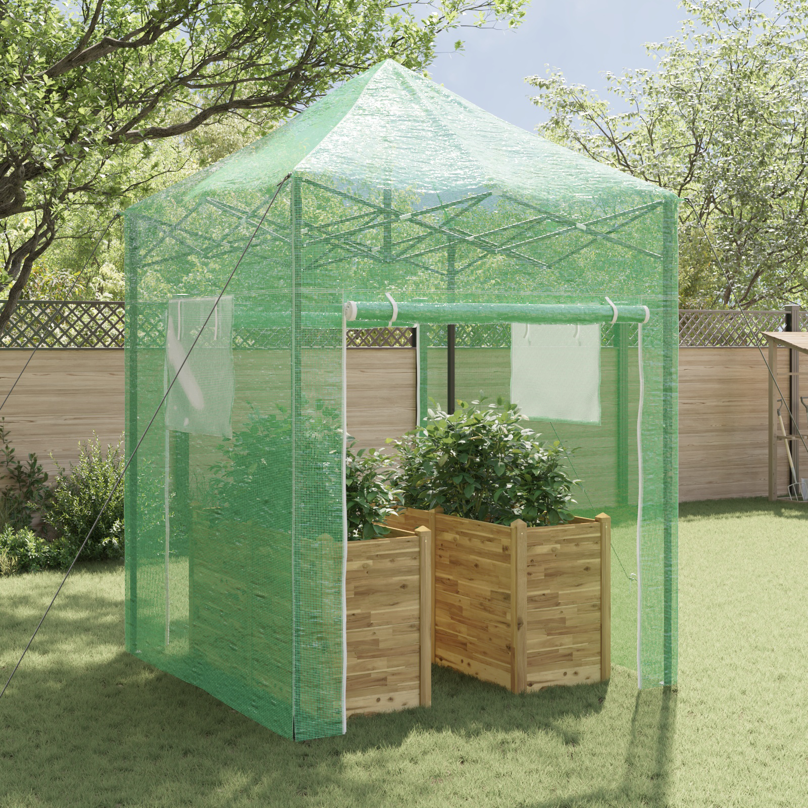 vidaXL Seră cu acoperiș Manual Verde 200 x 200 x 300 cm Oțel vidaXL Seră cu acoperiș Manual Verde 200 x 200 x 300 cm Oțel