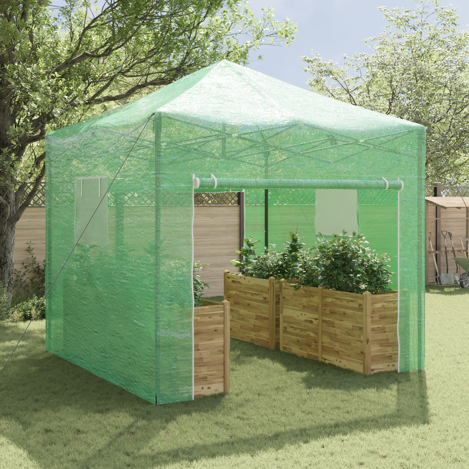 vidaXL Seră cu acoperiș Manual Verde 290 x 290 x 315 cm Oțel vidaXL Seră cu acoperiș Manual Verde 290 x 290 x 315 cm Oțel