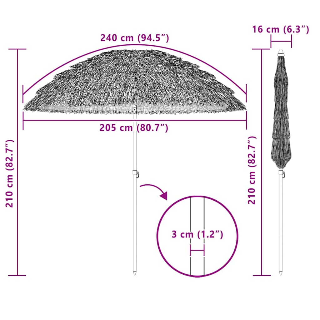 vidaXL Parasol de Grădină natural 205 x 205 x 210 cm