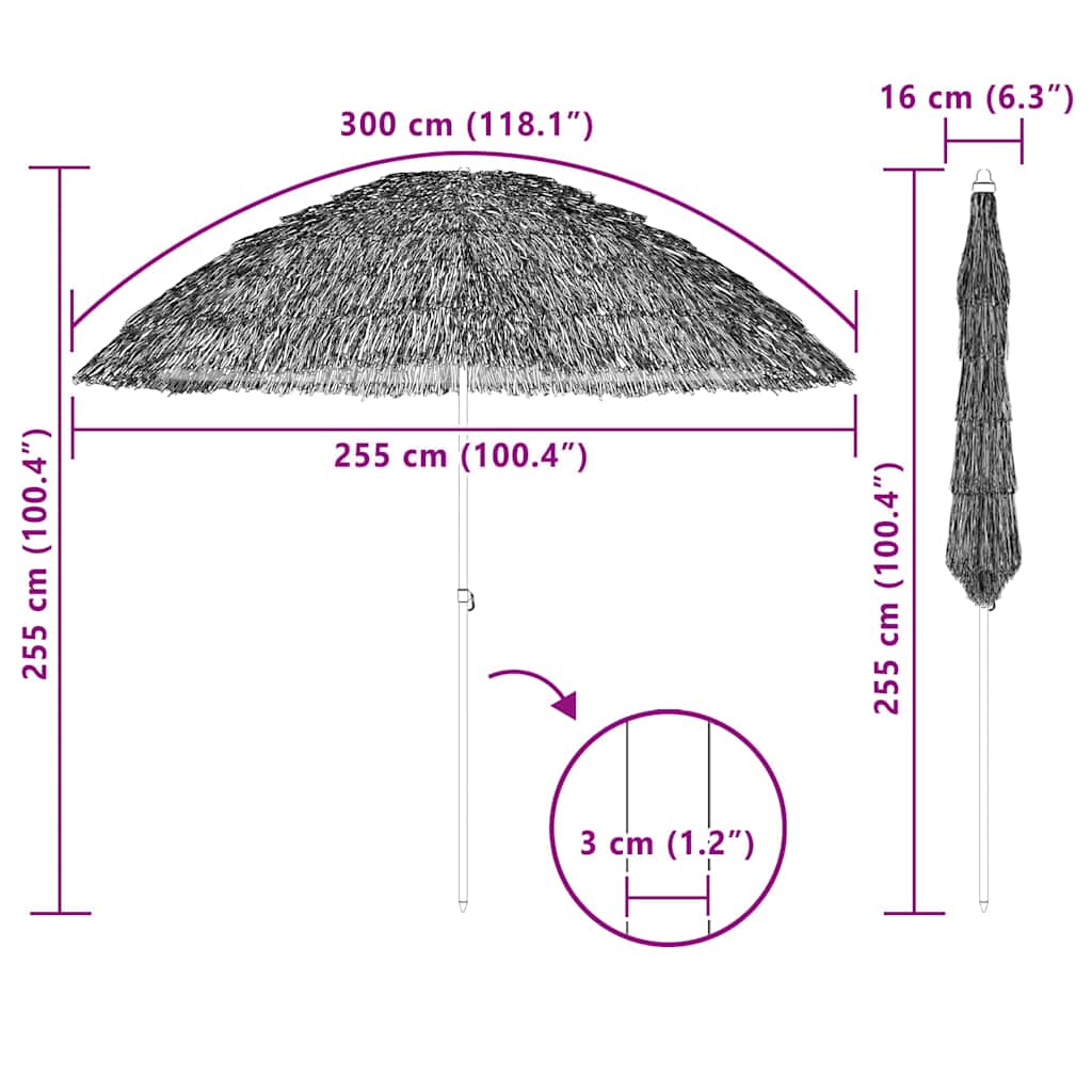 vidaXL Parasol de Plajă natural 255 x 255 x 255 cm Poliester și oțel