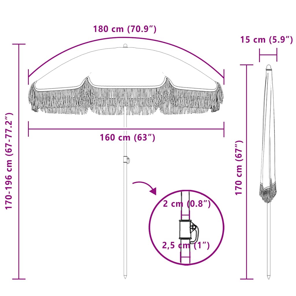 vidaXL Parasol de Plajă Galben și alb 160 x 160 x 196 cm