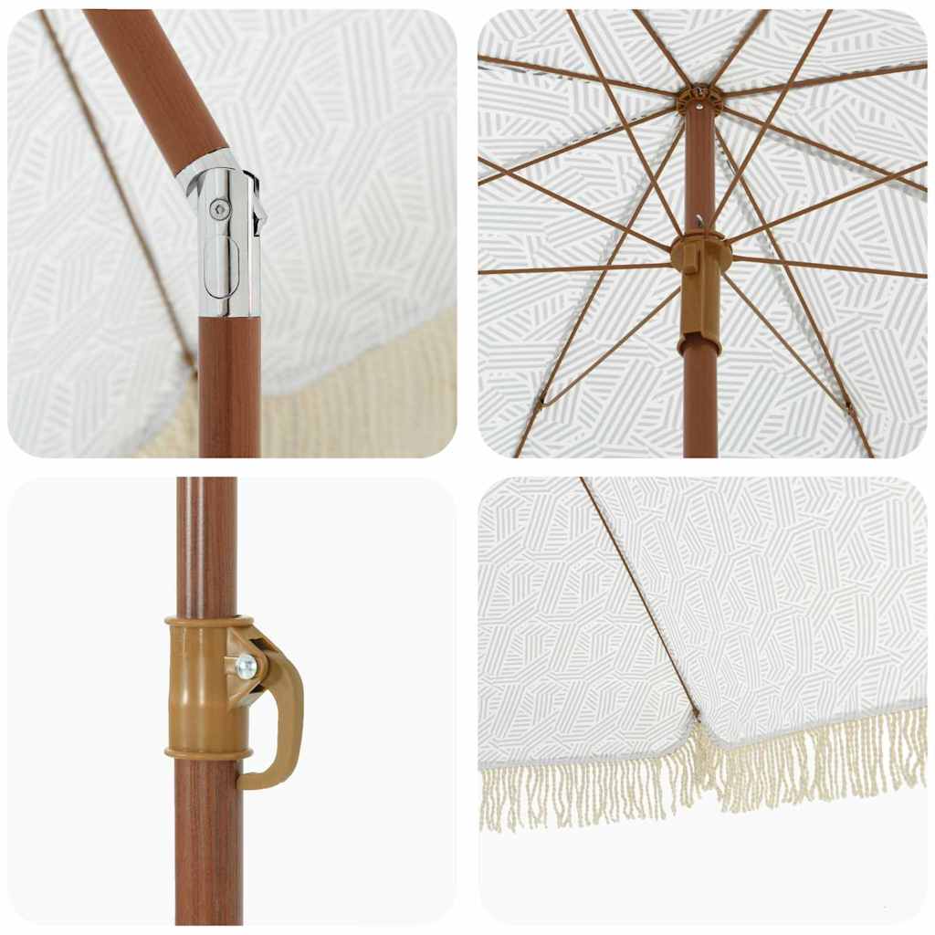 vidaXL Parasol de Plajă Gri și alb 160 x 160 x 196 cm