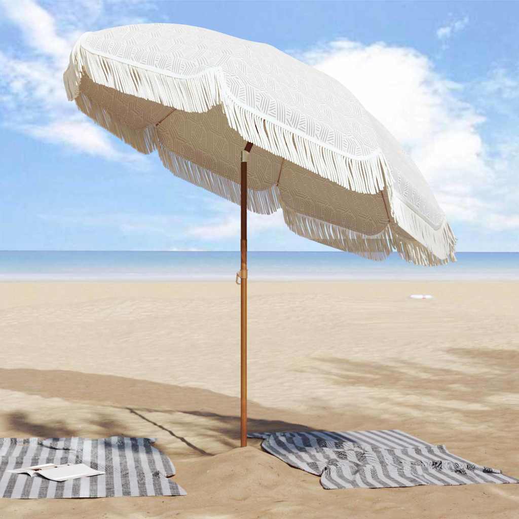 vidaXL Parasol de Plajă Gri și alb 205 x 205 x 210 cm