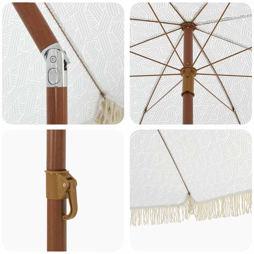 vidaXL Parasol de Plajă Gri și alb 205 x 205 x 210 cm