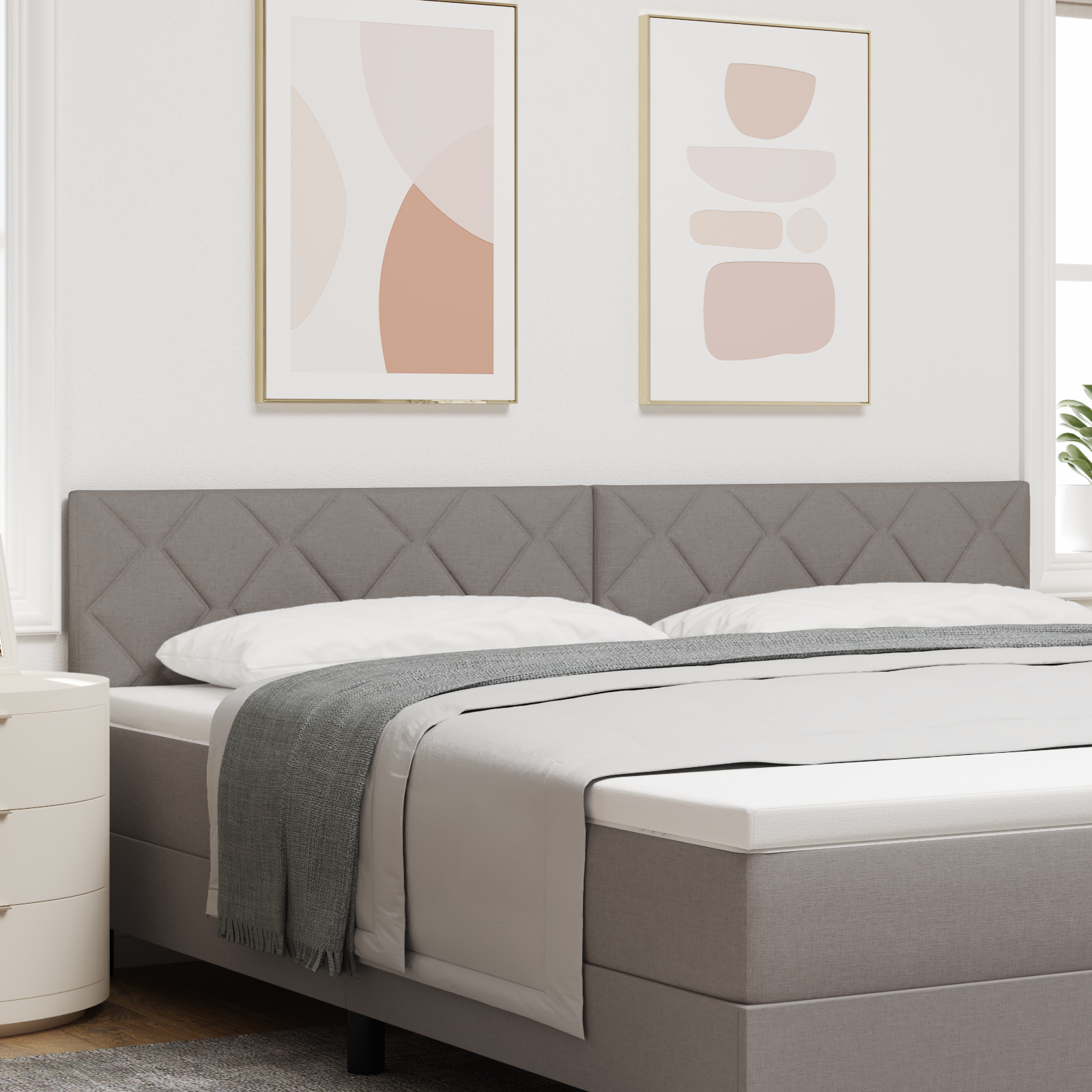 vidaXL Tăblie cap cu headboard Gri taupe 200 cm Piele artificială