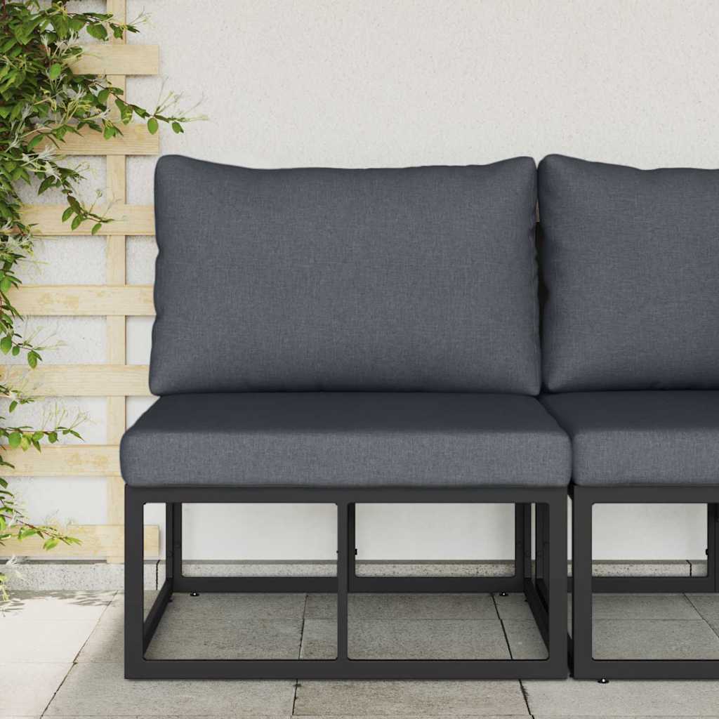 vidaXL Mobilier pentru Exterior cu pernă cu pernă Negru Aluminiu vidaXL Mobilier pentru Exterior cu pernă cu pernă Negru Aluminiu