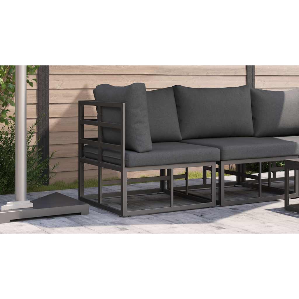 vidaXL Mobilier pentru Exterior cu pernă cu pernă Negru Aluminiu vidaXL Mobilier pentru Exterior cu pernă cu pernă Negru Aluminiu
