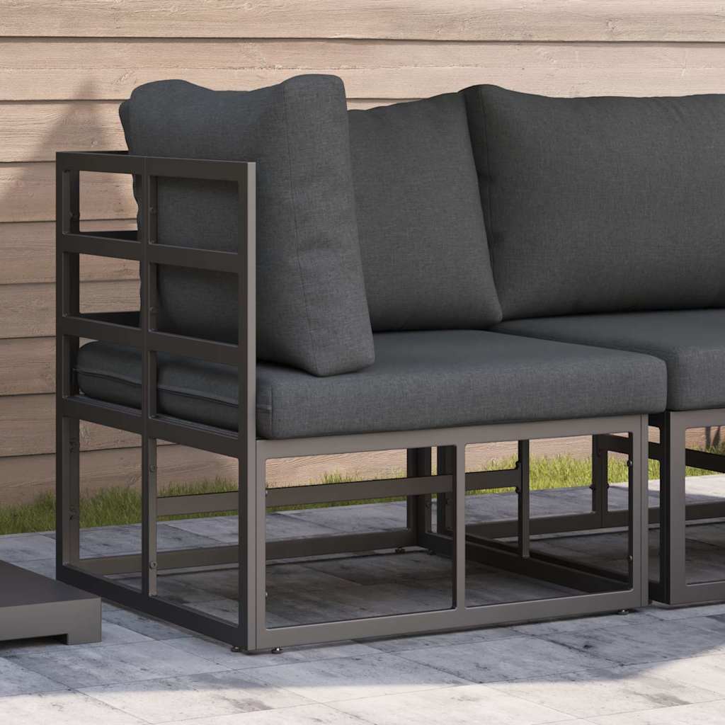 vidaXL Mobilier pentru Exterior cu pernă cu pernă Negru Aluminiu vidaXL Mobilier pentru Exterior cu pernă cu pernă Negru Aluminiu