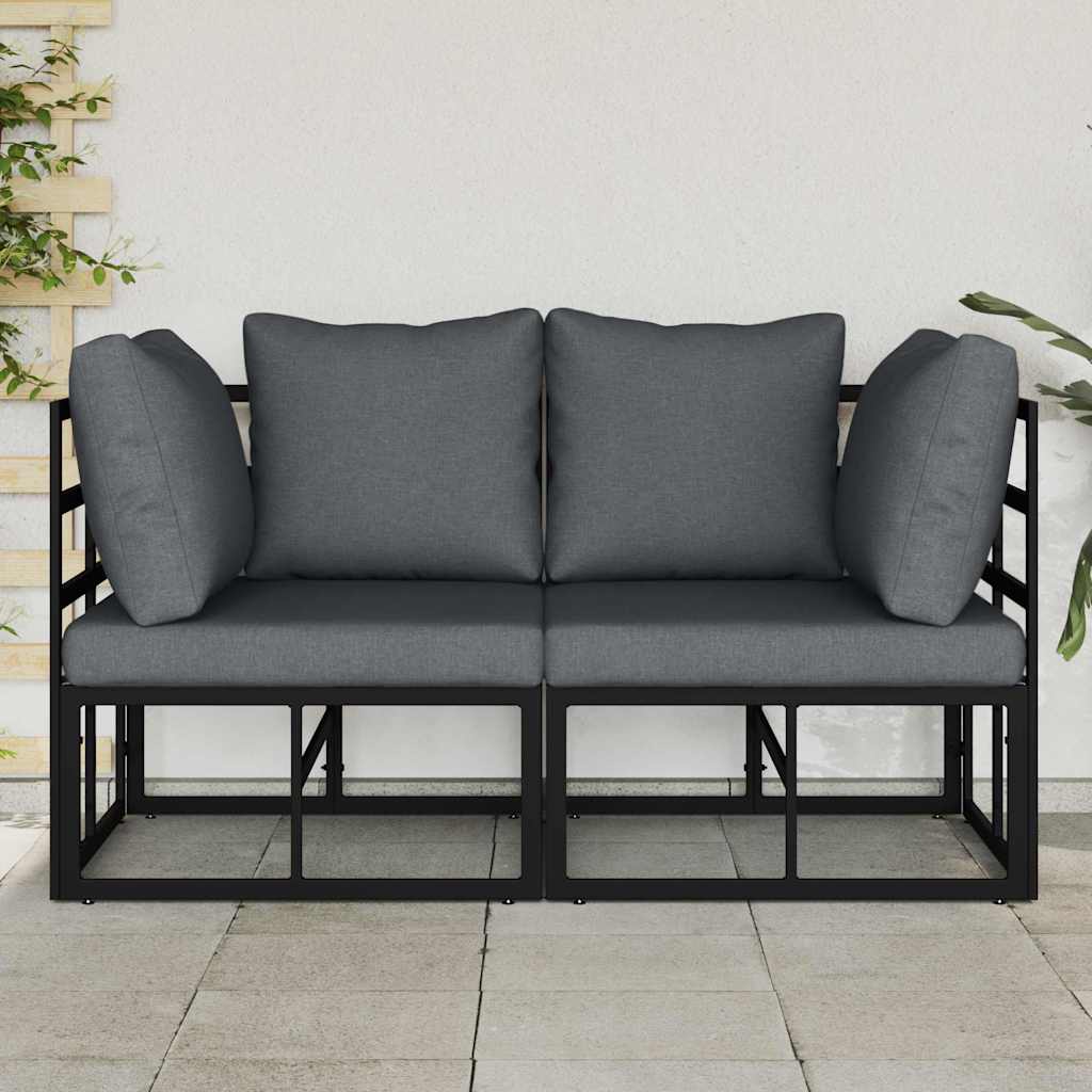 vidaXL Mobilier pentru Exterior cu pernă cu pernă 2 pcs Negru Aluminiu vidaXL Mobilier pentru Exterior cu pernă cu pernă 2 pcs Negru Aluminiu