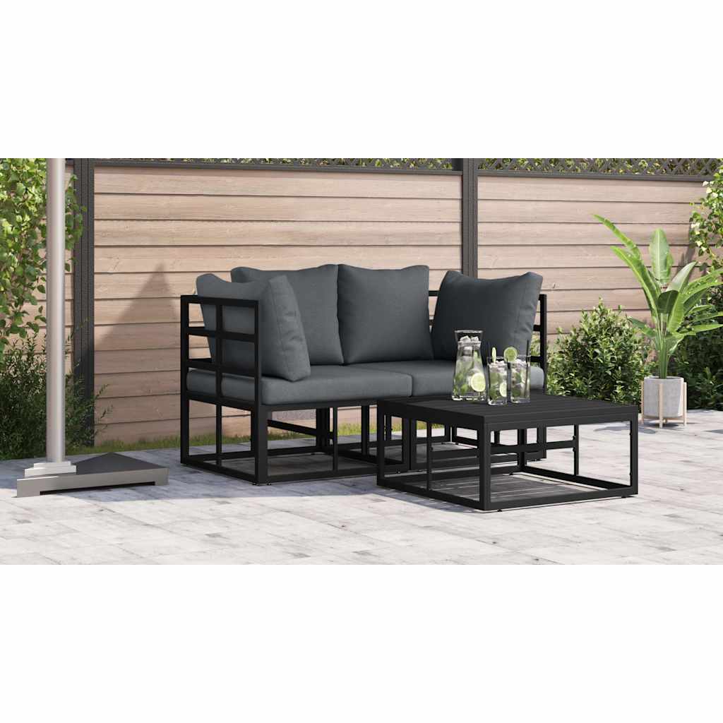vidaXL Mobilier pentru Exterior cu pernă cu pernă 2 pcs Negru Aluminiu vidaXL Mobilier pentru Exterior cu pernă cu pernă 2 pcs Negru Aluminiu
