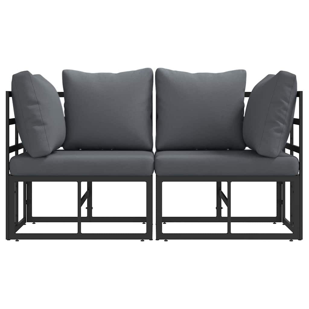vidaXL Mobilier pentru Exterior cu pernă cu pernă 2 pcs Negru Aluminiu vidaXL Mobilier pentru Exterior cu pernă cu pernă 2 pcs Negru Aluminiu
