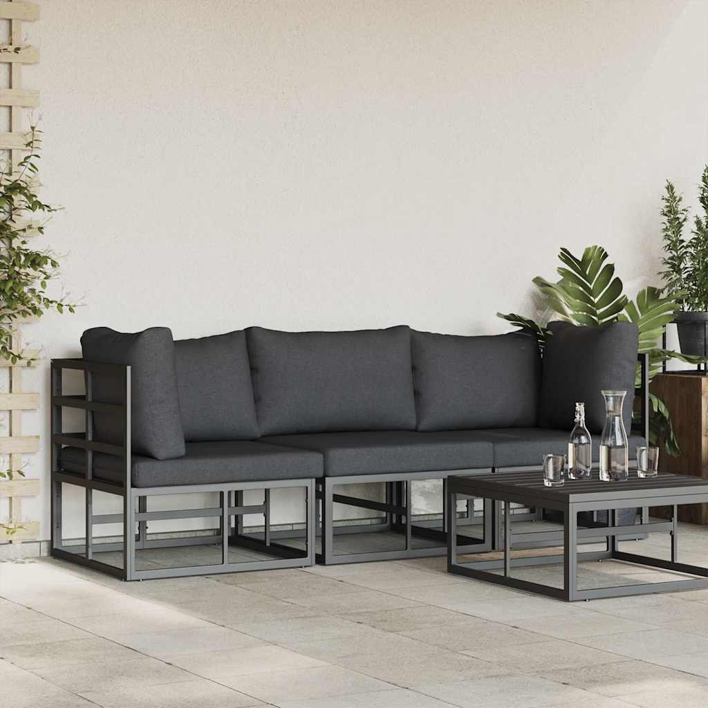 vidaXL Mobilier pentru Exterior cu pernă cu pernă 3 pcs Negru Aluminiu vidaXL Mobilier pentru Exterior cu pernă cu pernă 3 pcs Negru Aluminiu
