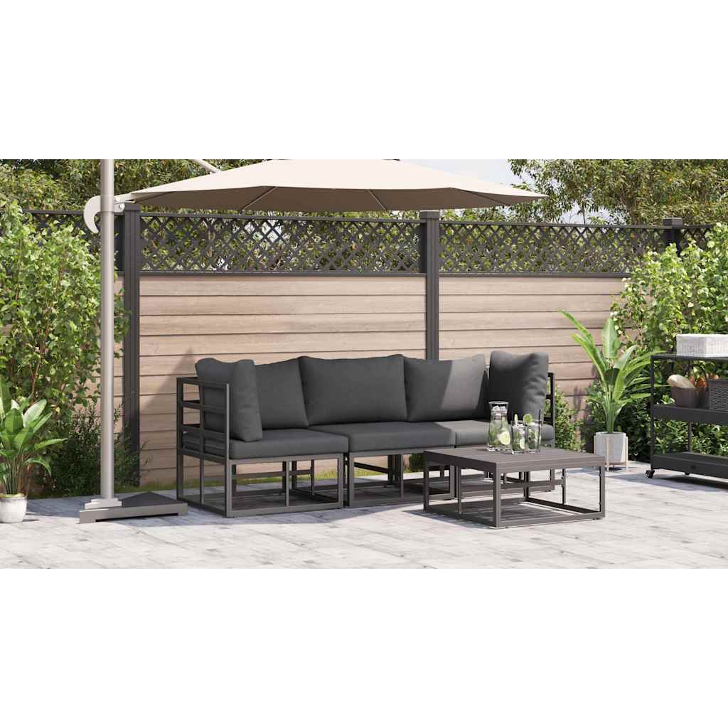 vidaXL Mobilier pentru Exterior cu pernă cu pernă 3 pcs Negru Aluminiu vidaXL Mobilier pentru Exterior cu pernă cu pernă 3 pcs Negru Aluminiu