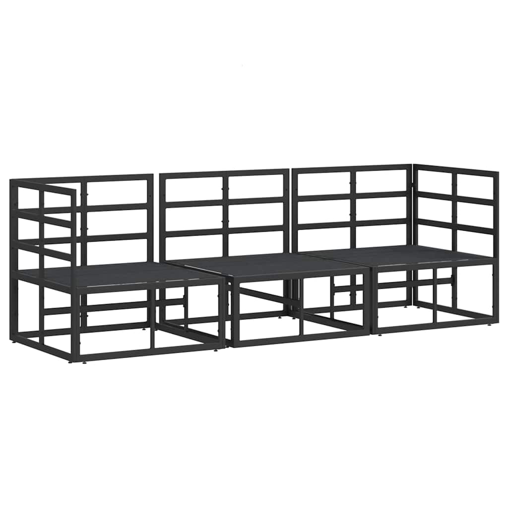 vidaXL Mobilier pentru Exterior cu pernă cu pernă 3 pcs Negru Aluminiu vidaXL Mobilier pentru Exterior cu pernă cu pernă 3 pcs Negru Aluminiu