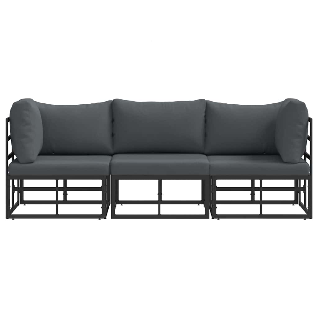 vidaXL Mobilier pentru Exterior cu pernă cu pernă 3 pcs Negru Aluminiu vidaXL Mobilier pentru Exterior cu pernă cu pernă 3 pcs Negru Aluminiu