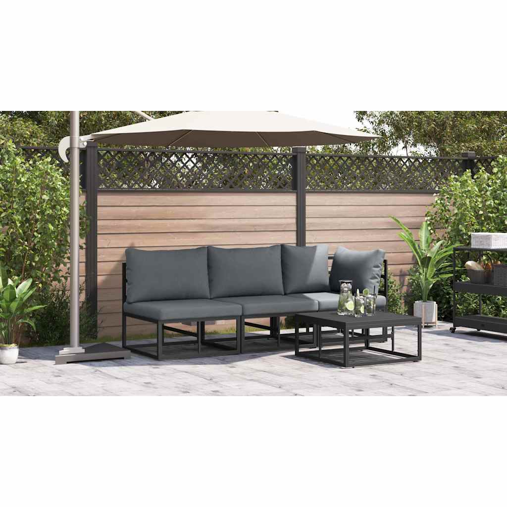 vidaXL Mobilier pentru Exterior cu pernă cu pernă 3 pcs Negru Aluminiu vidaXL Mobilier pentru Exterior cu pernă cu pernă 3 pcs Negru Aluminiu