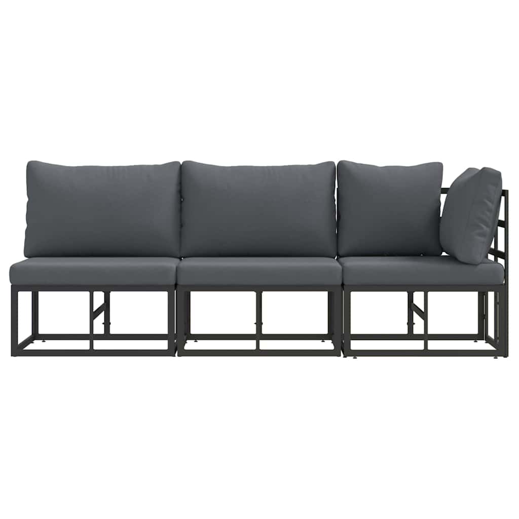 vidaXL Mobilier pentru Exterior cu pernă cu pernă 3 pcs Negru Aluminiu vidaXL Mobilier pentru Exterior cu pernă cu pernă 3 pcs Negru Aluminiu