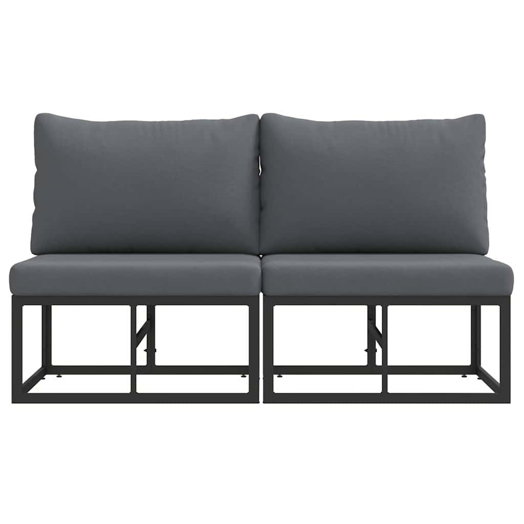 vidaXL Mobilier pentru Exterior cu pernă cu pernă 2 pcs Negru Aluminiu vidaXL Mobilier pentru Exterior cu pernă cu pernă 2 pcs Negru Aluminiu