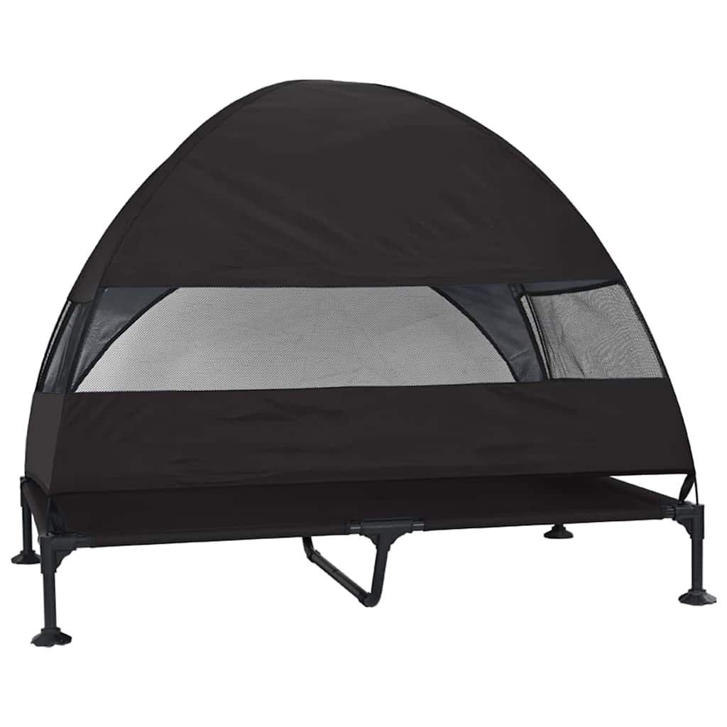 vidaXL Pat pentru câini ridicat Manual Negru 127 x 81 x 108 cm