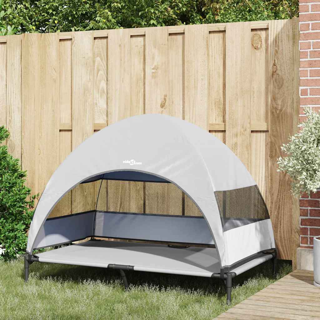 vidaXL Pat pentru câini ridicat Manual Gri argintie 127 x 81 x 108 cm