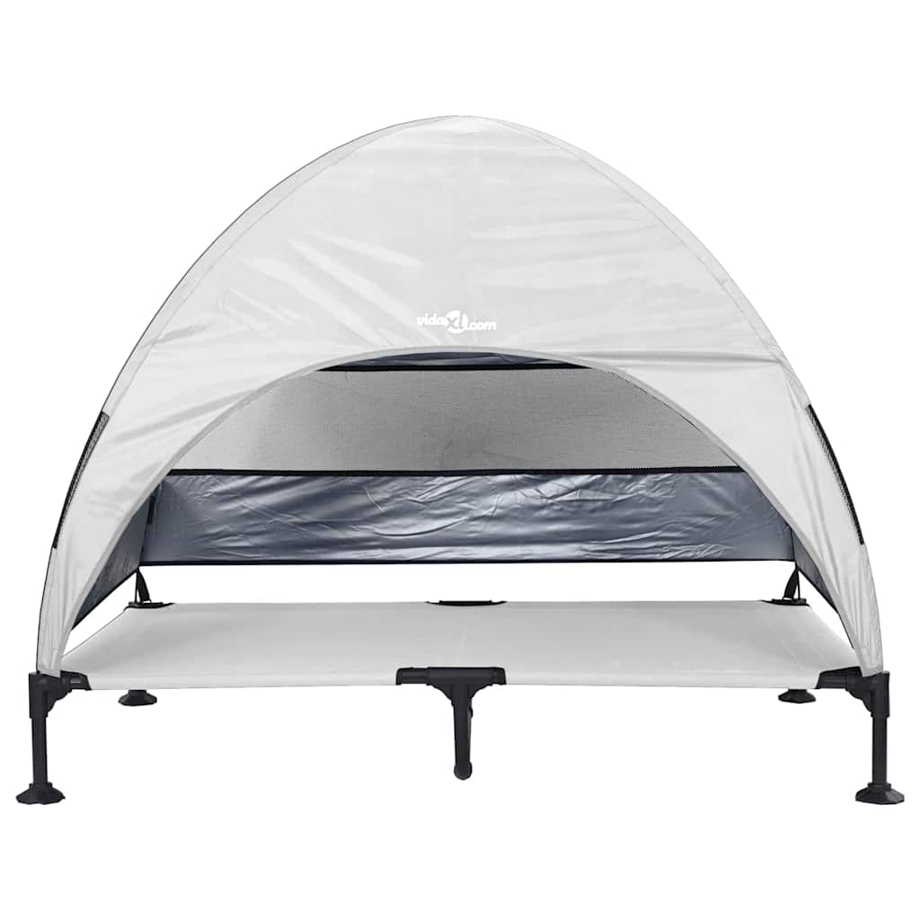 vidaXL Pat pentru câini ridicat Manual Gri argintie 127 x 81 x 108 cm