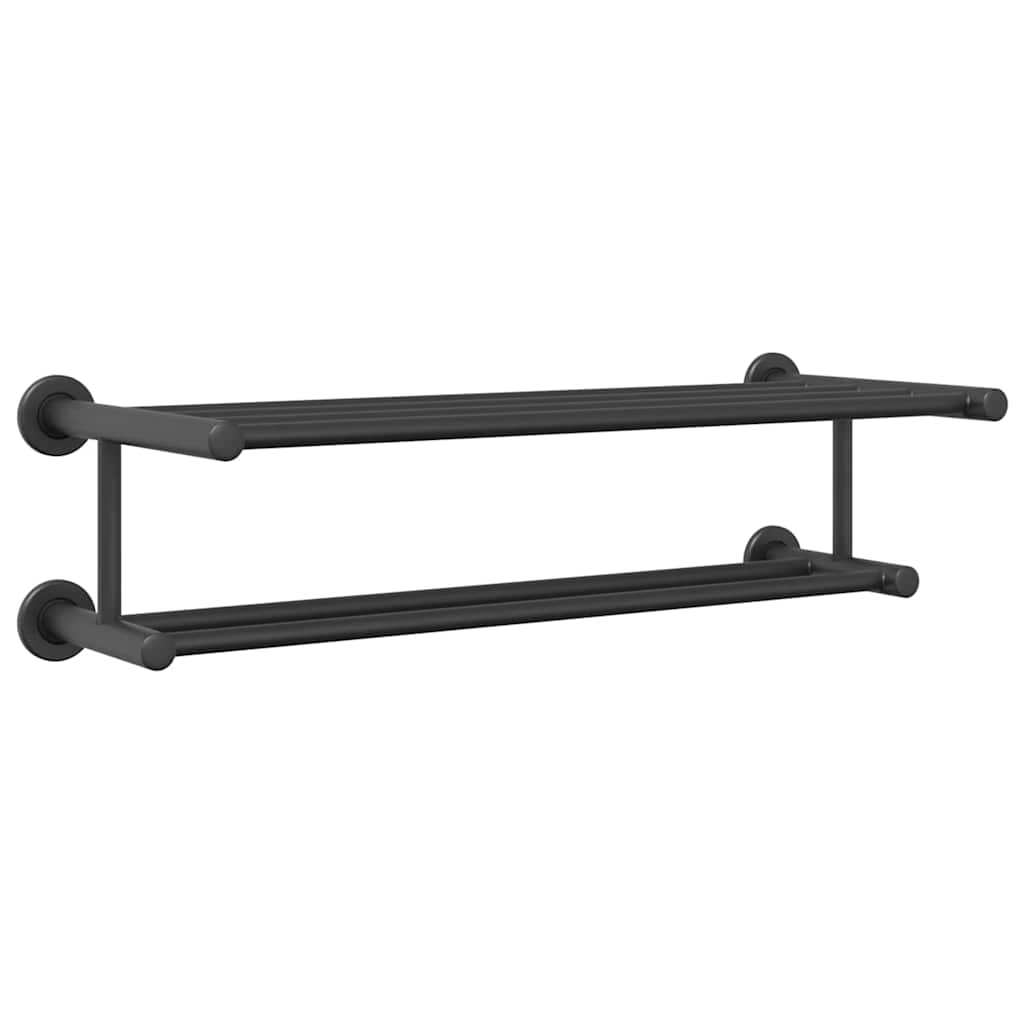 vidaXL Suport pentru prosoape Negru 61 x 23 x 17 cm Oțel inoxidabil