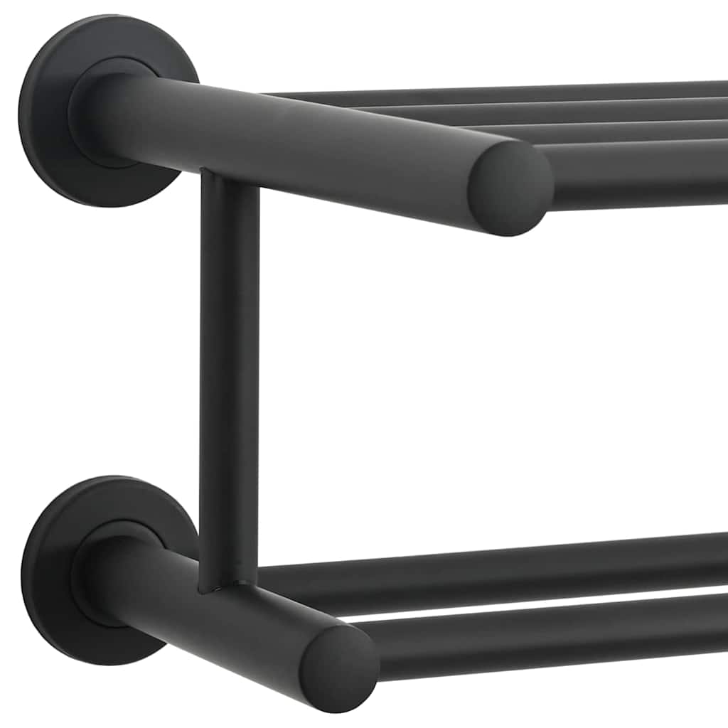 vidaXL Suport pentru prosoape Negru 61 x 23 x 17 cm Oțel inoxidabil