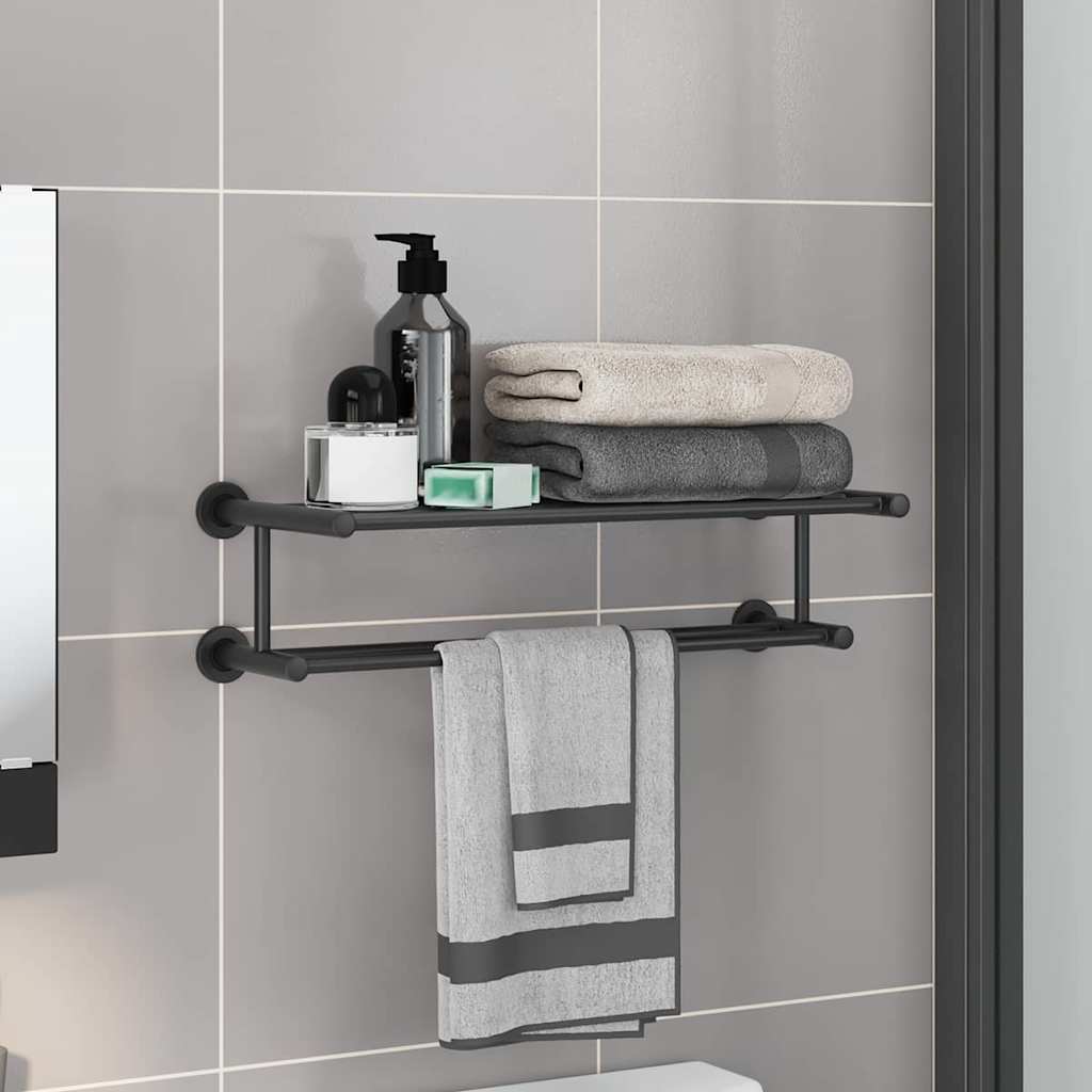 vidaXL Suport pentru prosoape Negru 61 x 23 x 17 cm Oțel inoxidabil