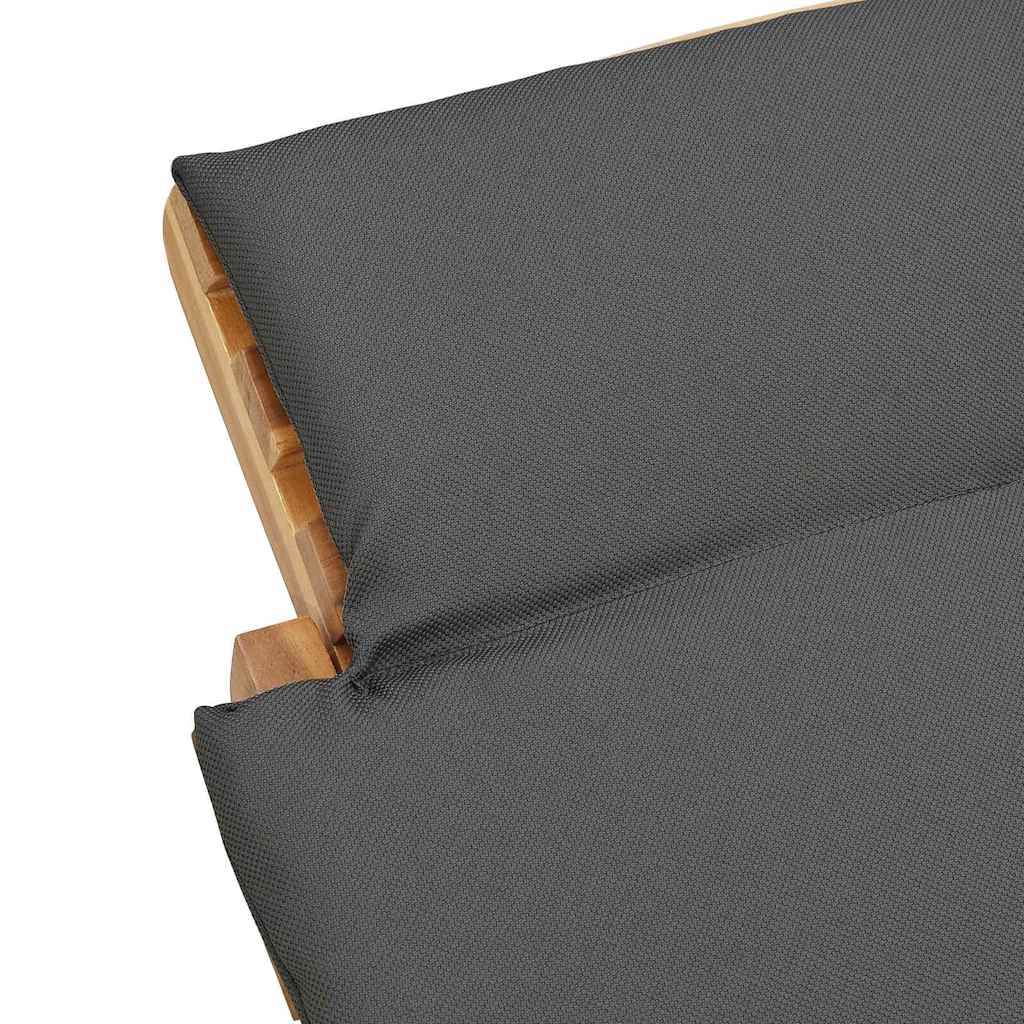 vidaXL Șezlong cu pernă Gri închis 188 x 55 x 59 cm Lemn masiv de tec