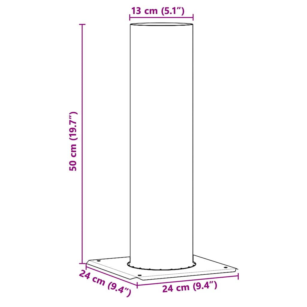 vidaXL Extensie pentru Capac de Semineu Argintiu 24 x 24 x 50 cm