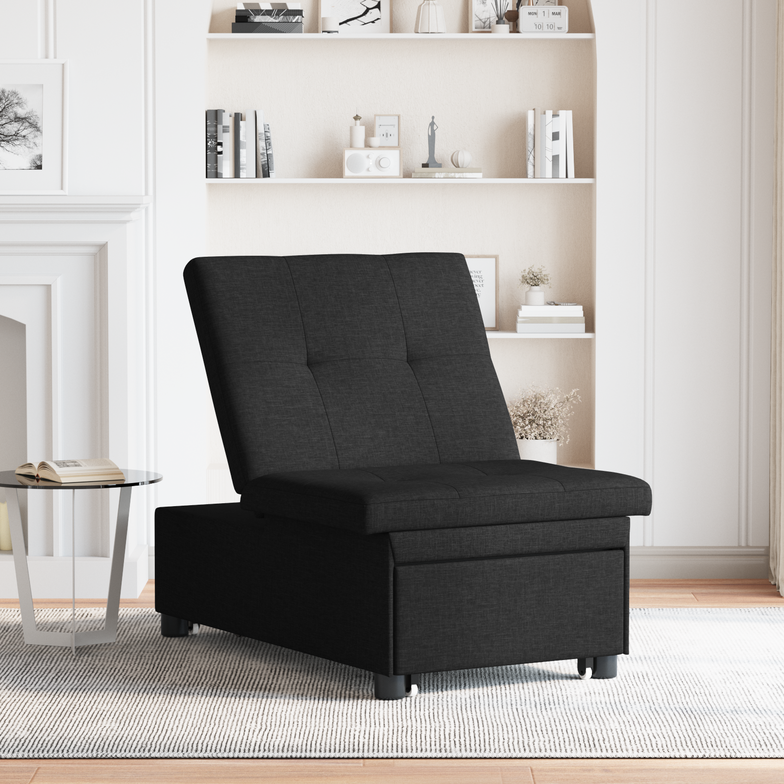 vidaXL Pat canapea Negru 194 x 67 x 37 cm țesătură